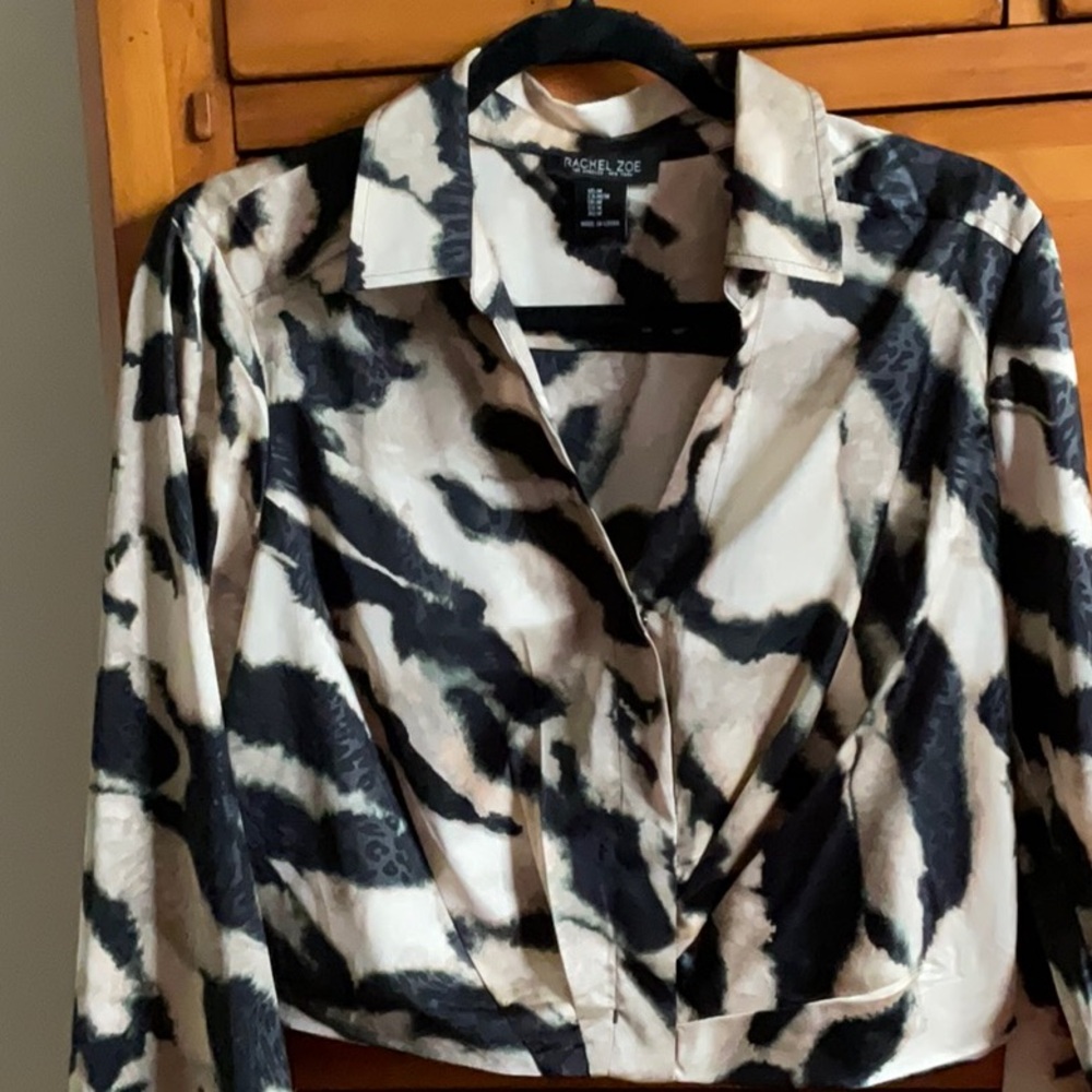 Rachel Zoe Monochrome Patterned Blouse